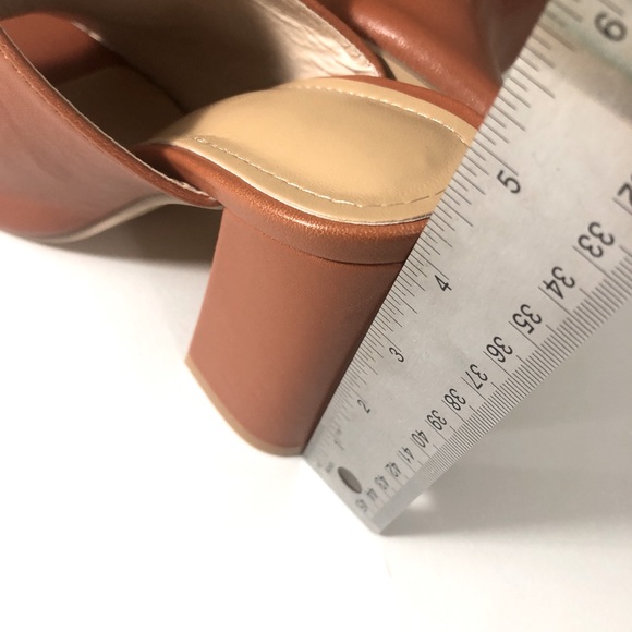 ✨NWOT✨ 4” Brown Leather Chunky Block Open Toe - Picture 7 of 9